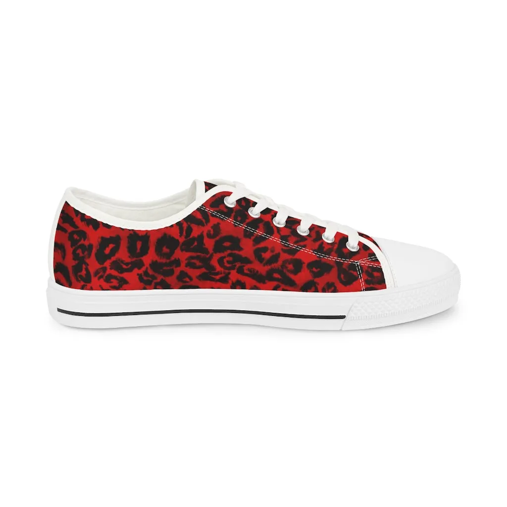 Red Leopard Men's Low Tops, Best Leopard Animal Print Men's Low Top Sneakers  (US Size: 5-14)