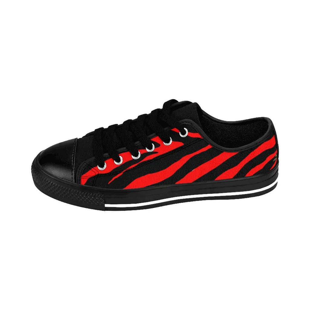 Red Zebra Men's Sneakers, Best Zebra Stripe Sexy Animal Print Low Top Shoes(US Size: 7-14)