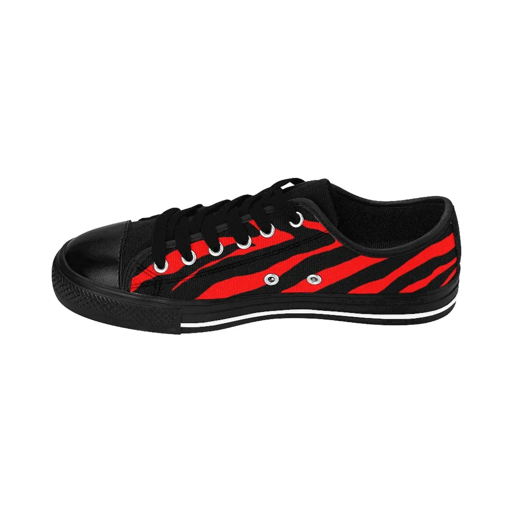 Red Zebra Men's Sneakers, Best Zebra Stripe Sexy Animal Print Low Top Shoes(US Size: 7-14)