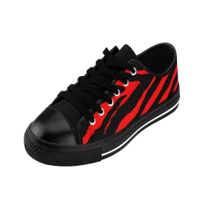 Red Zebra Men's Sneakers, Best Zebra Stripe Sexy Animal Print Low Top Shoes(US Size: 7-14)