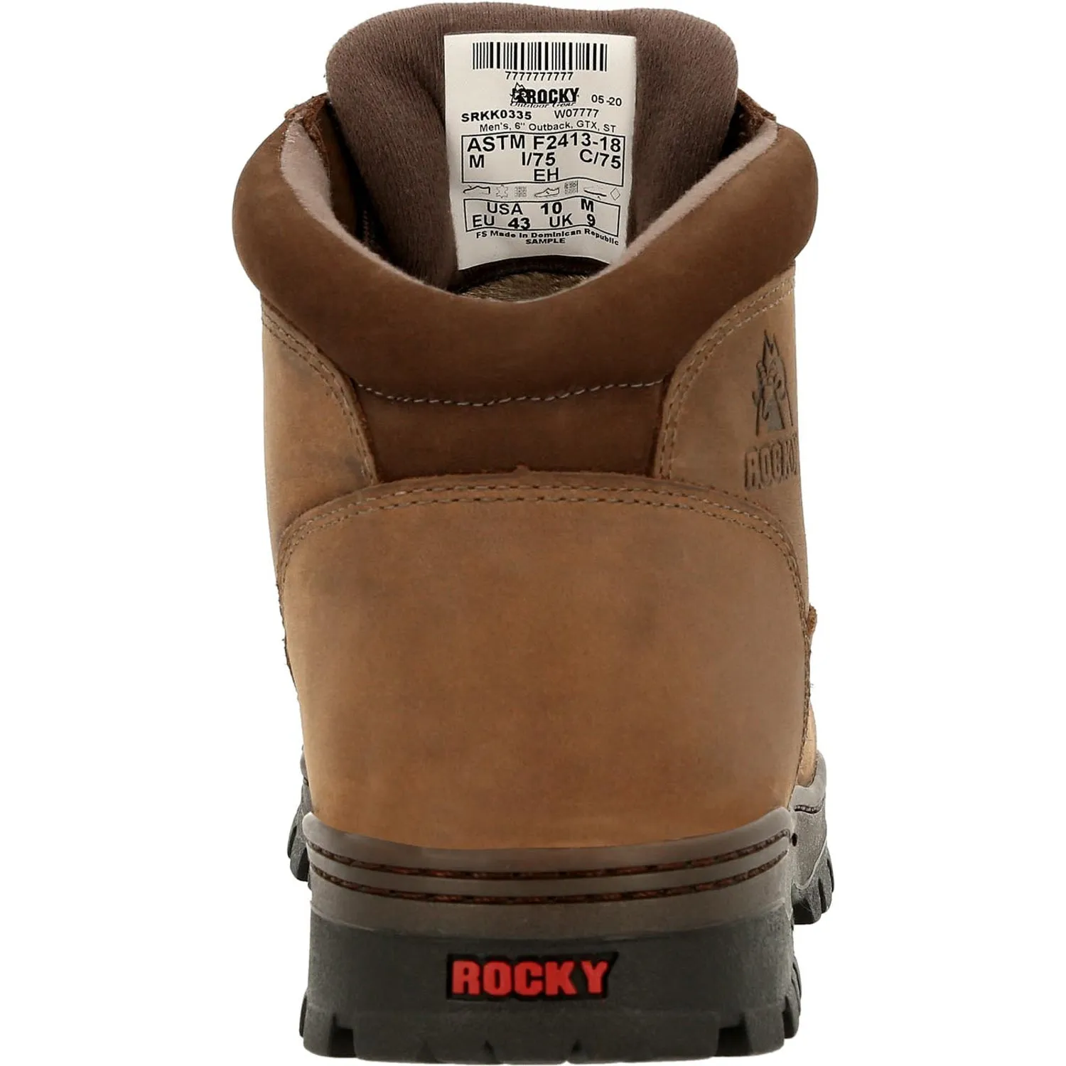 Rocky Mens Light Brown Leather Outback GTX WP ST Work Boots