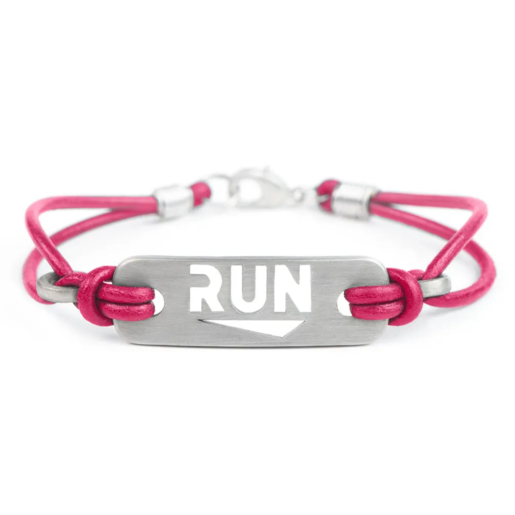 RUN - Running Bracelet - Black or Pink Leather