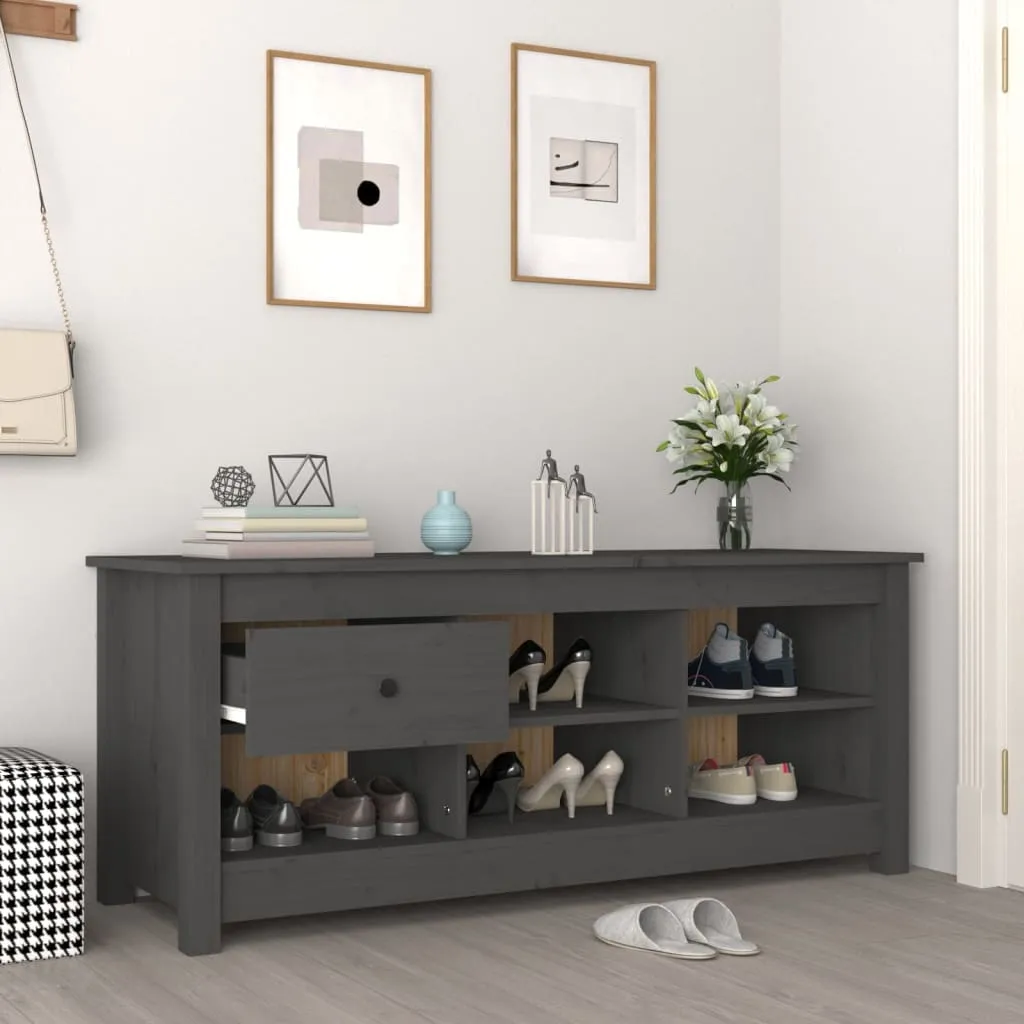 Shoe Cabinet Grey 110x38x45.5 cm Solid Wood Pine