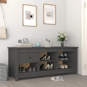 Shoe Cabinet Grey 110x38x45.5 cm Solid Wood Pine