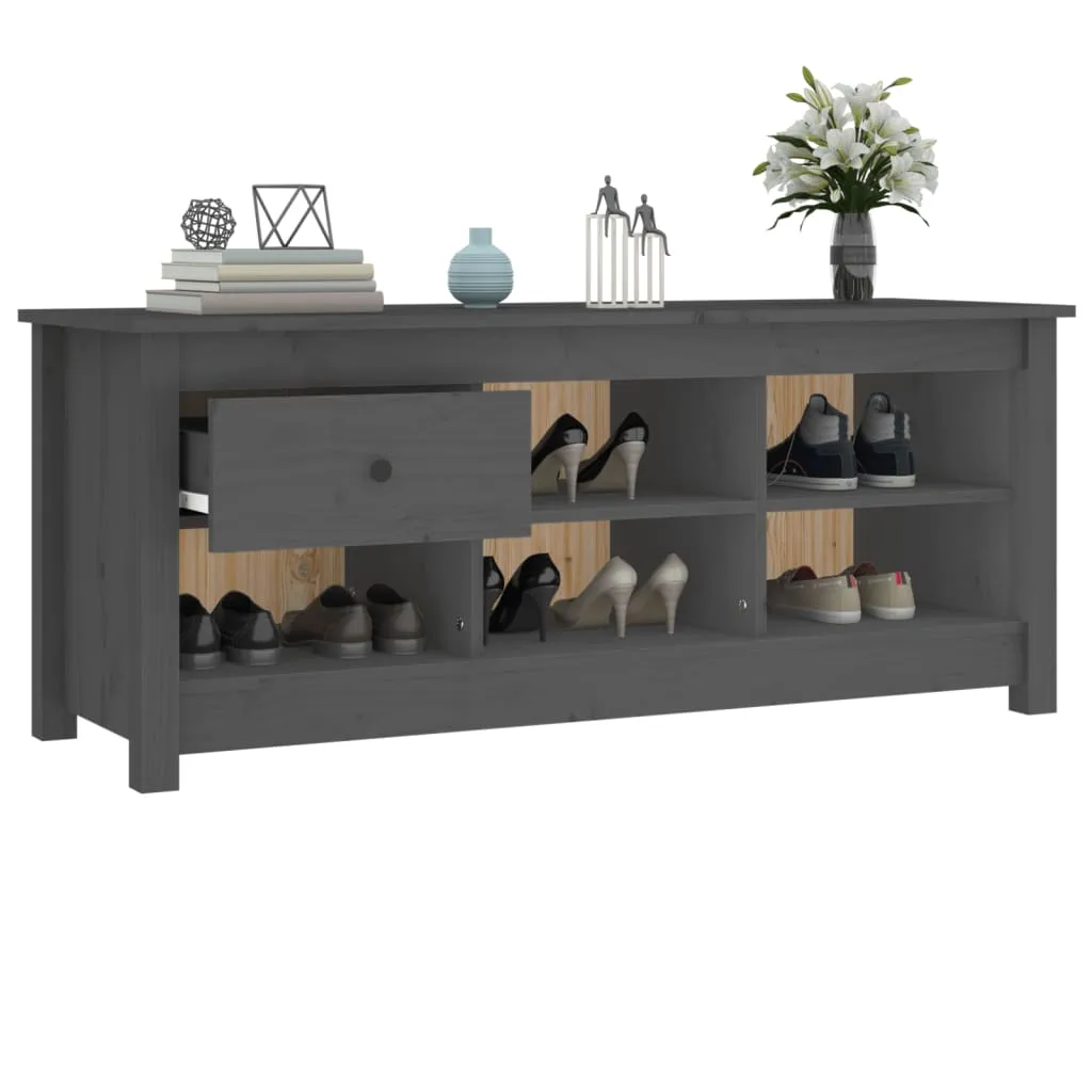 Shoe Cabinet Grey 110x38x45.5 cm Solid Wood Pine