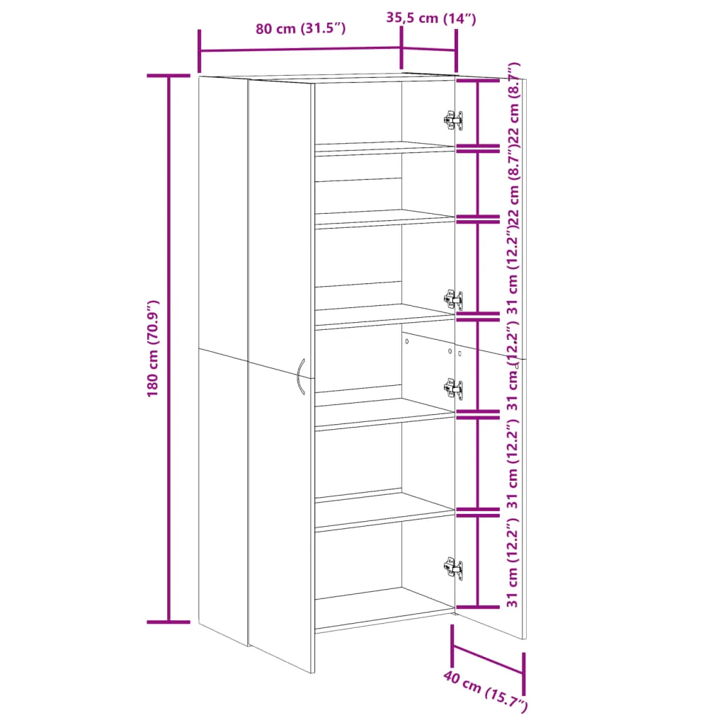 Shoe Cabinet Old Wood 80x35.5x180 cm Engineered Wood