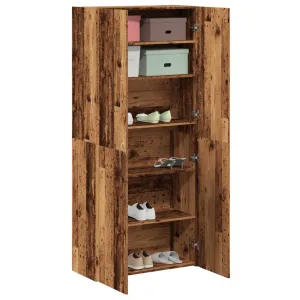 Shoe Cabinet Old Wood 80x35.5x180 cm Engineered Wood