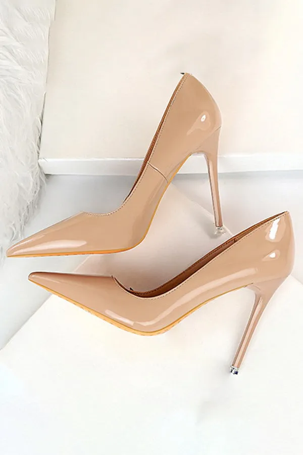 Simple Stiletto Patent Leather High Heels