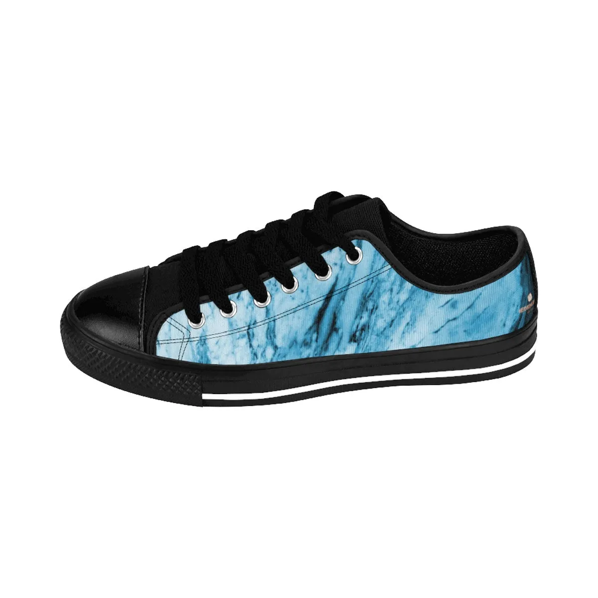 Sky Blue Marble Low Tops, Modern Print Men's Designer Low Top Sneakers Shoes (US Size: 6-14)