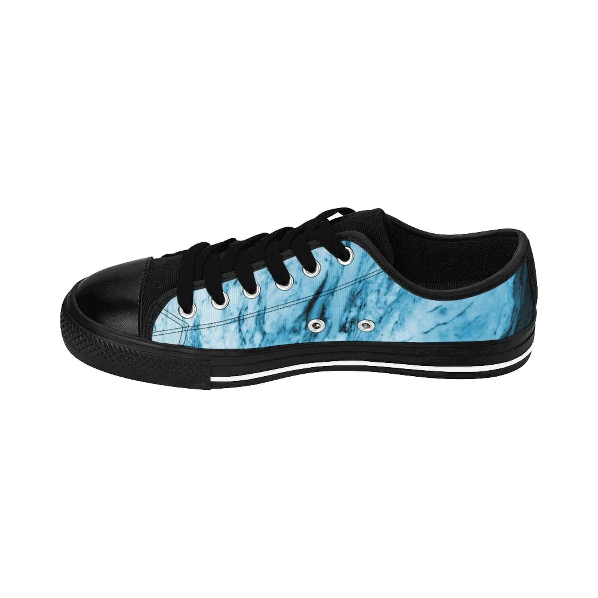 Sky Blue Marble Low Tops, Modern Print Men's Designer Low Top Sneakers Shoes (US Size: 6-14)