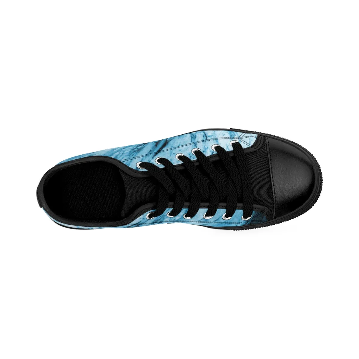 Sky Blue Marble Low Tops, Modern Print Men's Designer Low Top Sneakers Shoes (US Size: 6-14)