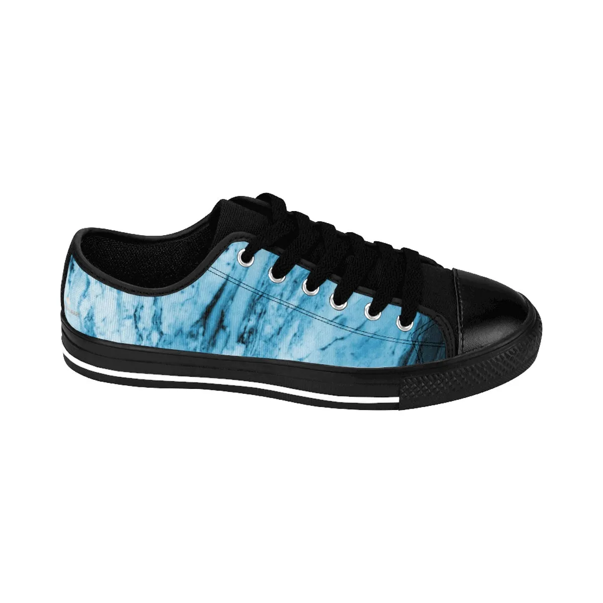 Sky Blue Marble Low Tops, Modern Print Men's Designer Low Top Sneakers Shoes (US Size: 6-14)