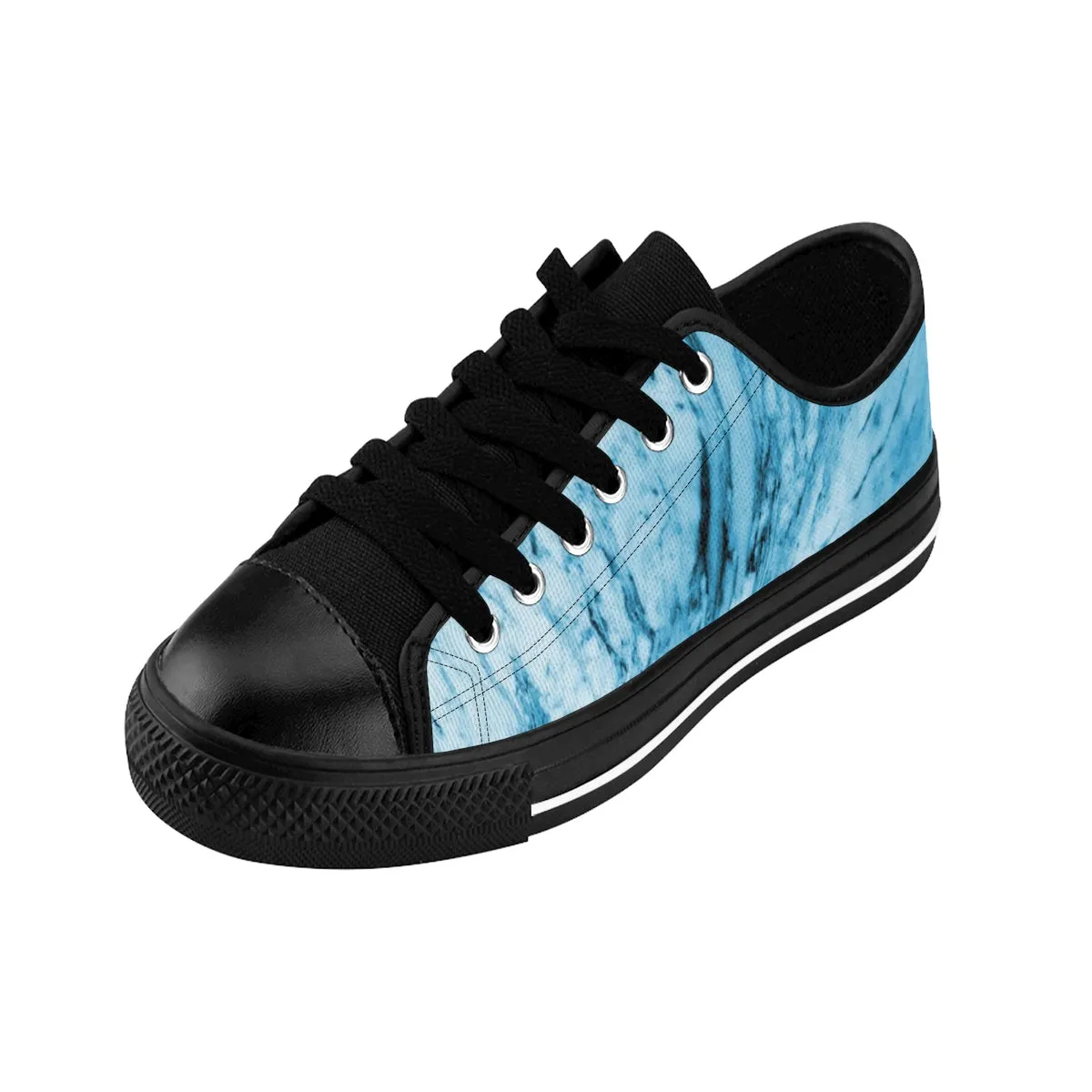 Sky Blue Marble Low Tops, Modern Print Men's Designer Low Top Sneakers Shoes (US Size: 6-14)