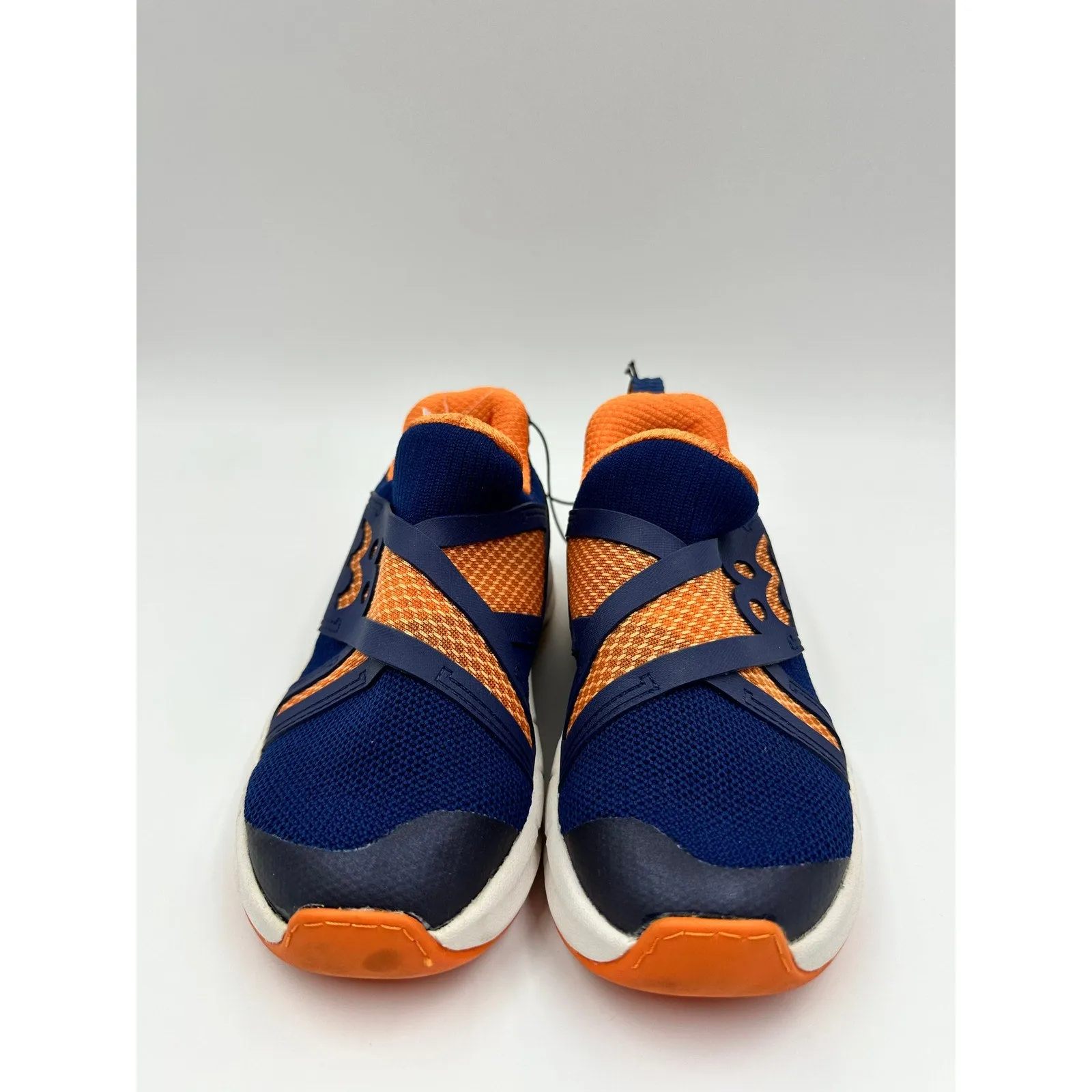 Small Kid 11, Blue and Orange Slip-on Sneakers with White Sole