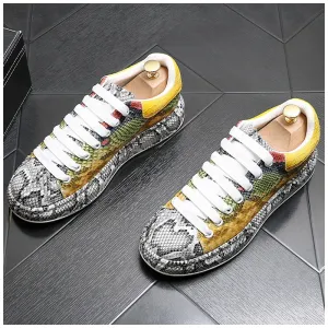 Snakeskin Split Leather Sneakers