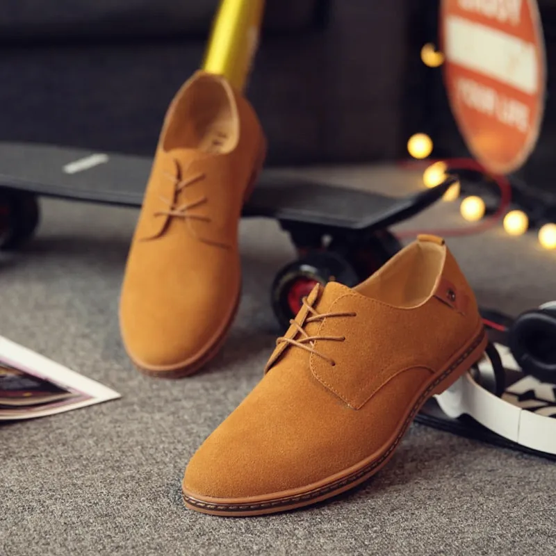 Spring Suede Leather Men Shoes Oxford Casual Shoes Classic Sneakers Comfortable Footwear Dress Shoes Large Size Flats