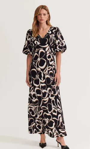 STAPLE THE LABEL Elin Bias Maxi Dress Black Floral