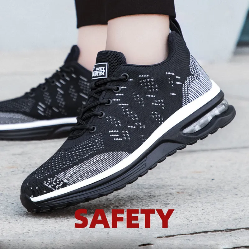 Steel Toe Sneakers for Men Wide Air Cushion Puncture Proof Slip Lightweight Safety Sneakers Resistant Steel Toe Tennis Shoes