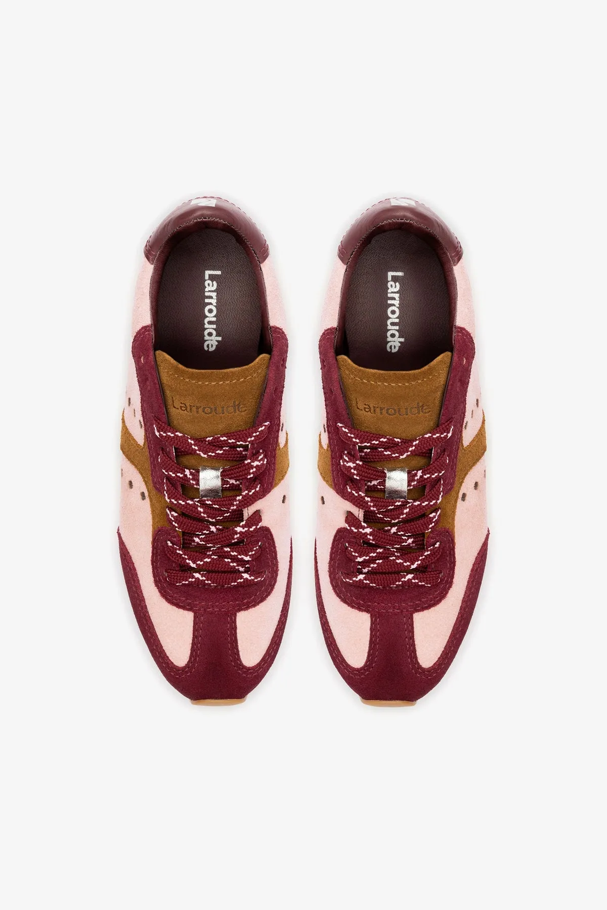 Stella Sneaker In Tulip, Russet and Wine Suede and Silver Metallic Leather