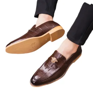 Summer British retro pointy toe set casual leather shoes trend British Large Men's low top business leather shoes man