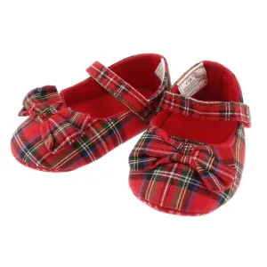 Tartan Baby Girl Shoes With Bow