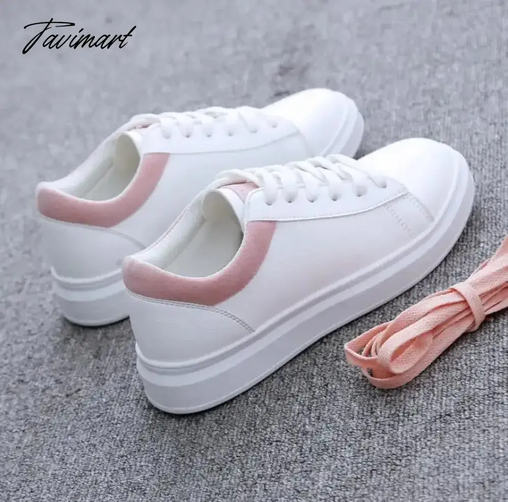 TAVIMART  Fashion Shoes Women's Vulcanize Shoes New Casual Flats Classic Solid Color PU Leather Shoes Women Casual Shoes Sneakers