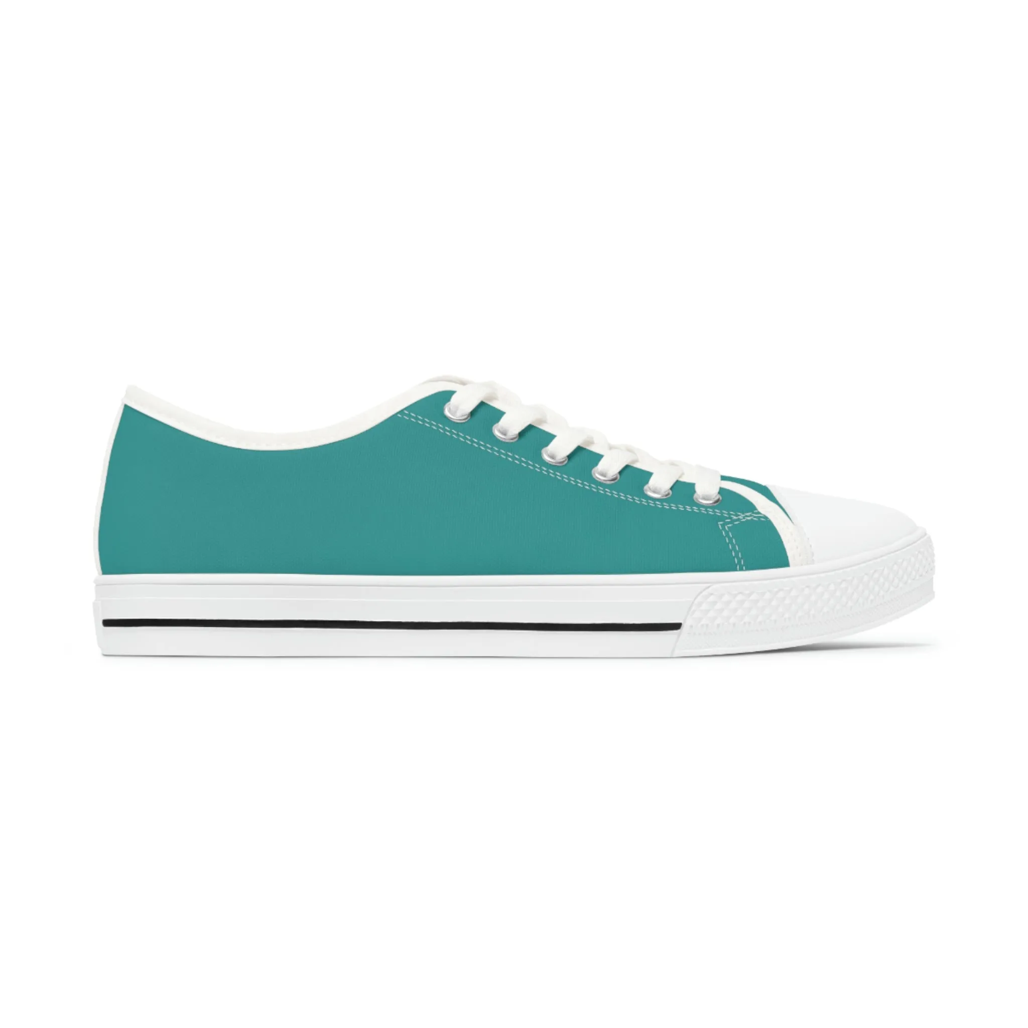 Teal Blue Color Ladies' Sneakers, Best Solid Blue Color Designer Women's Low Top Sneakers  (US Size: 5.5-12)