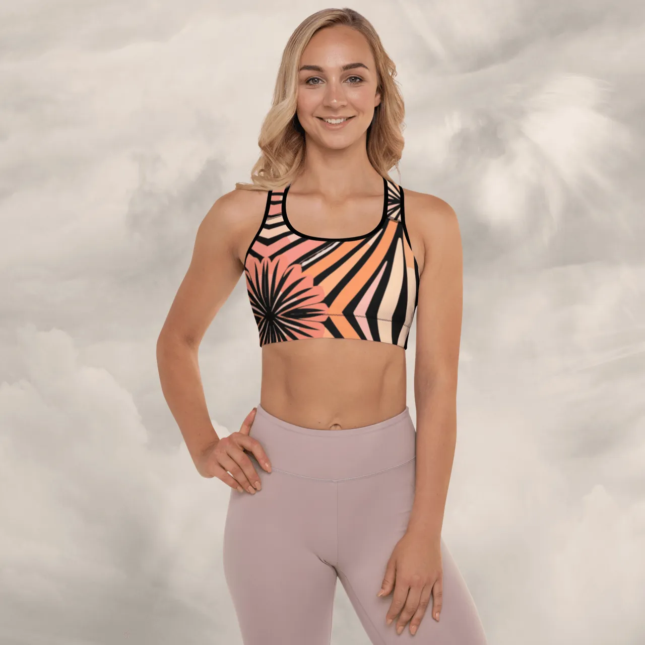 Tie-dye Padded Sports Bra Peachy Tiger Shark