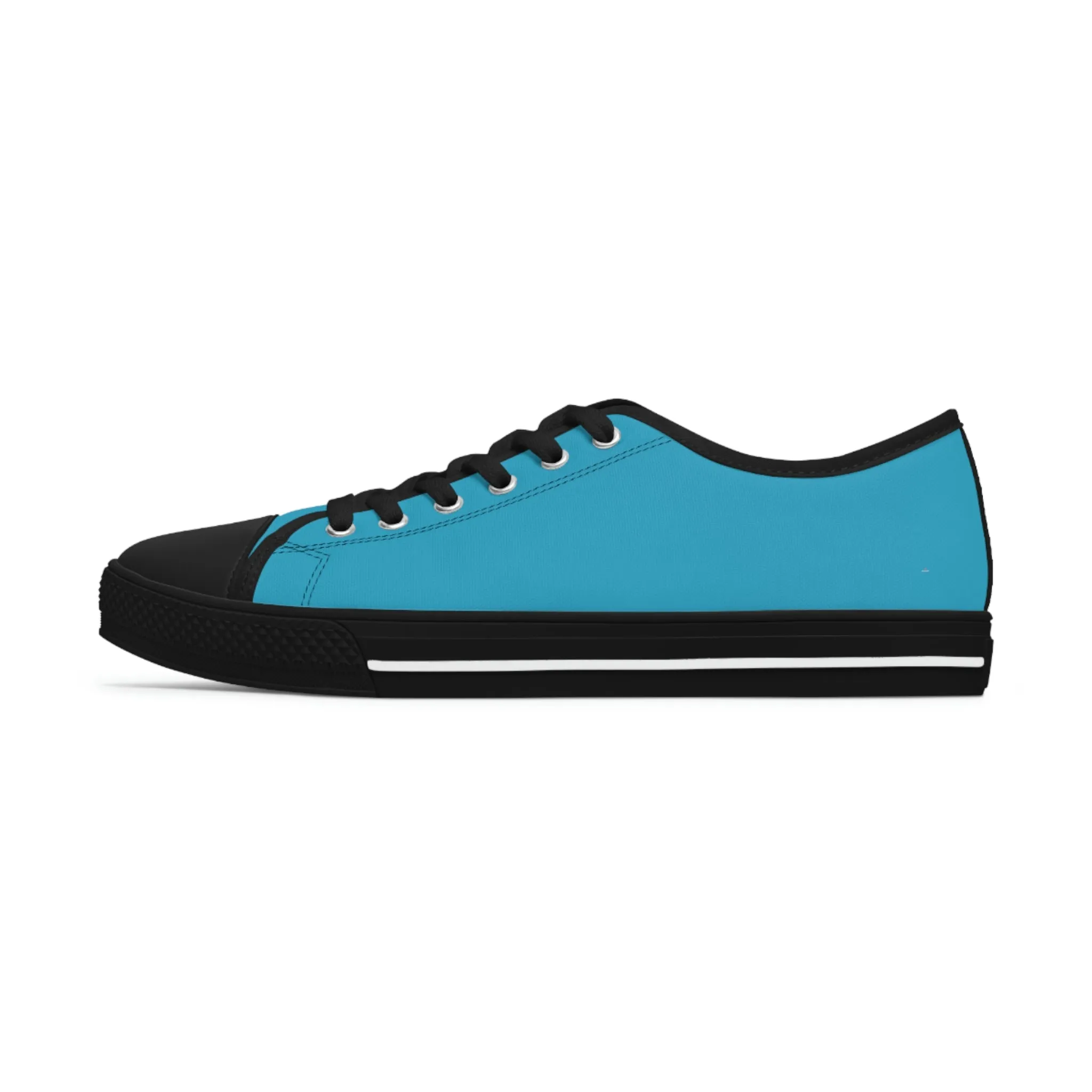 Turquoise Blue Color Ladies' Sneakers, Best Solid Blue Color Designer Women's Low Top Sneakers  (US Size: 5.5-12)