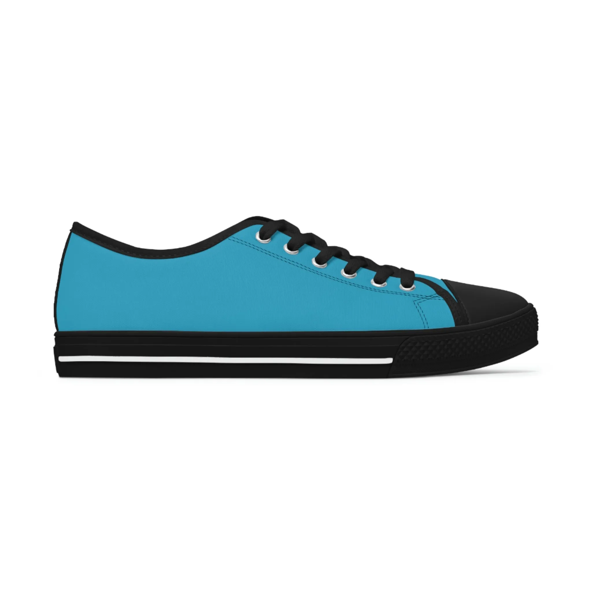 Turquoise Blue Color Ladies' Sneakers, Best Solid Blue Color Designer Women's Low Top Sneakers  (US Size: 5.5-12)