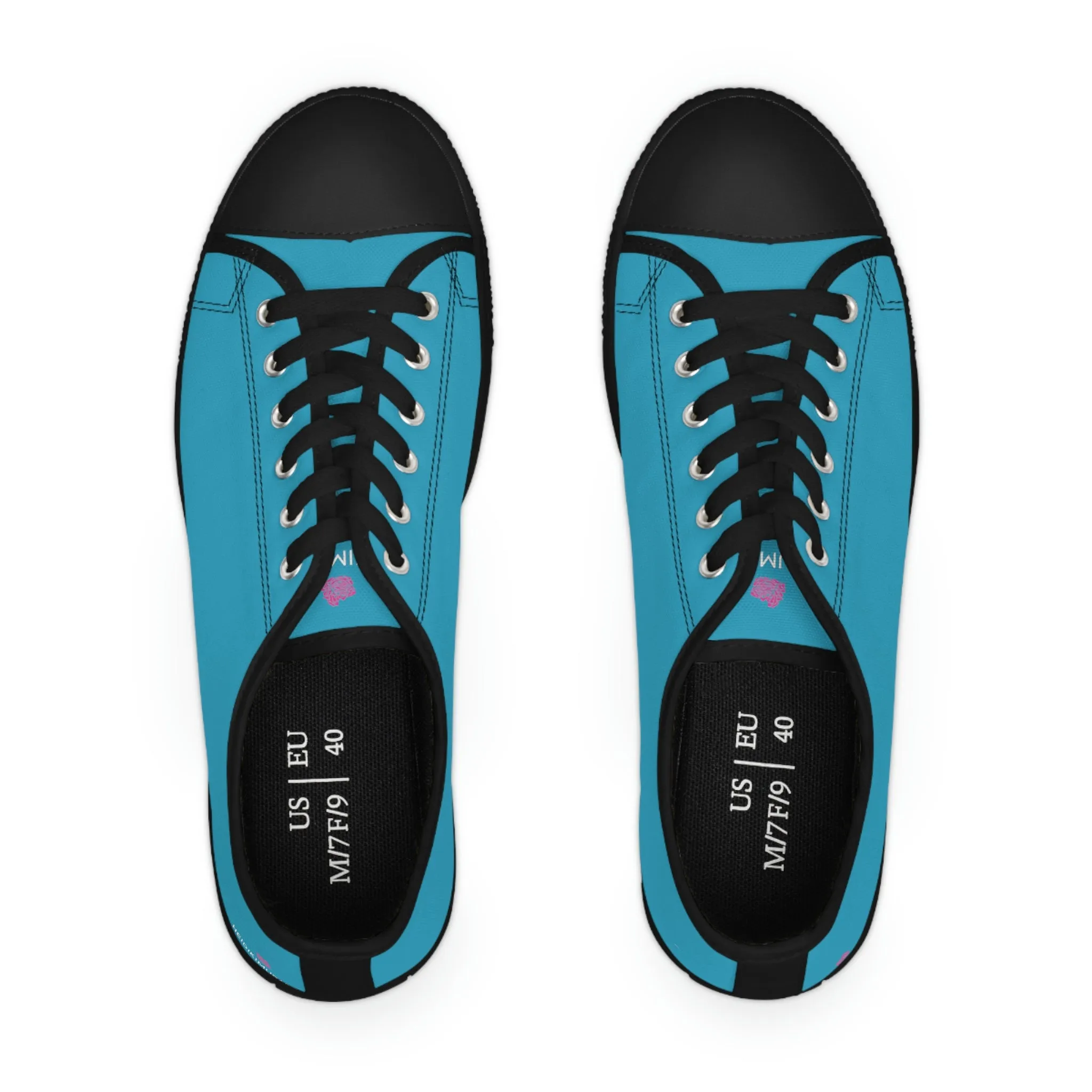 Turquoise Blue Color Ladies' Sneakers, Best Solid Blue Color Designer Women's Low Top Sneakers  (US Size: 5.5-12)