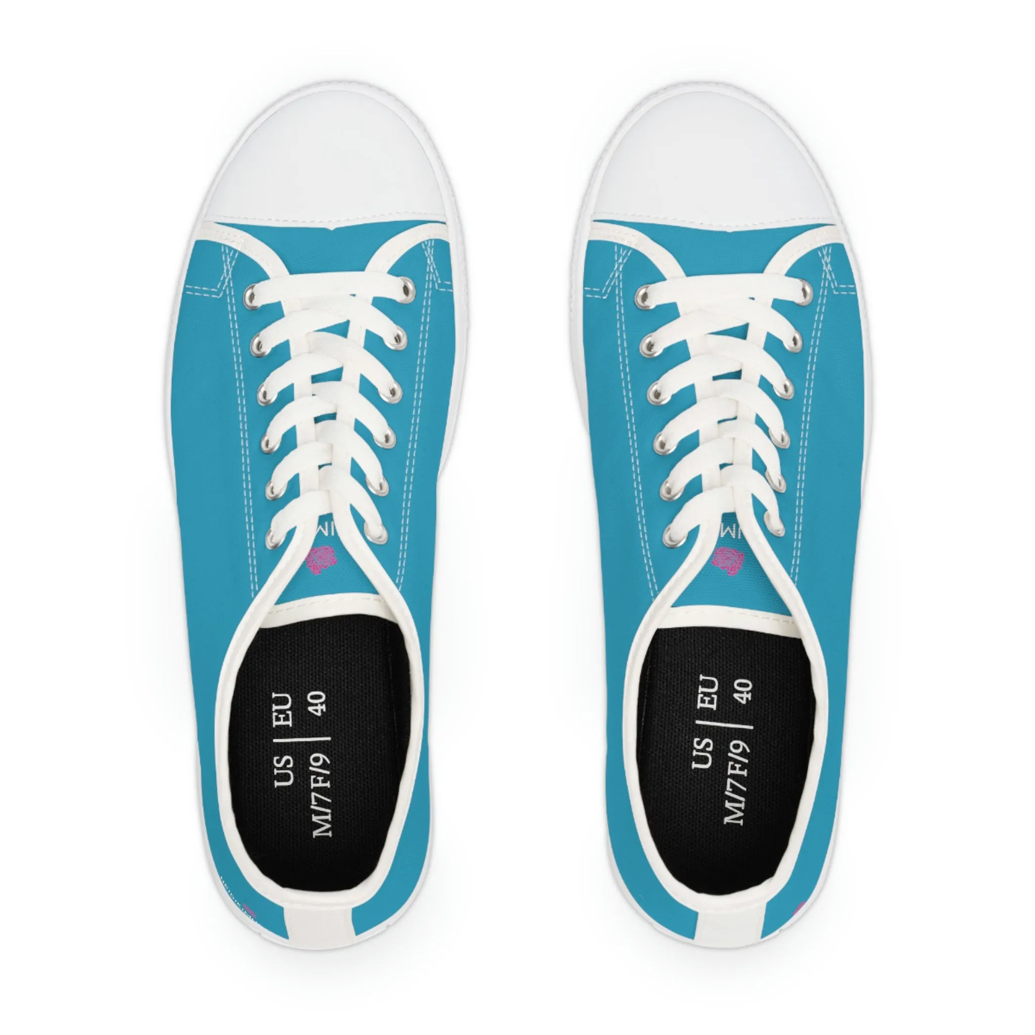 Turquoise Blue Color Ladies' Sneakers, Best Solid Blue Color Designer Women's Low Top Sneakers  (US Size: 5.5-12)