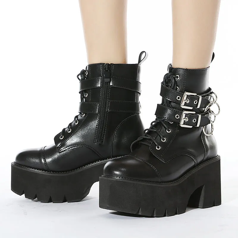 Uniwim Punk Buckle Ring Platform Boots SE21779