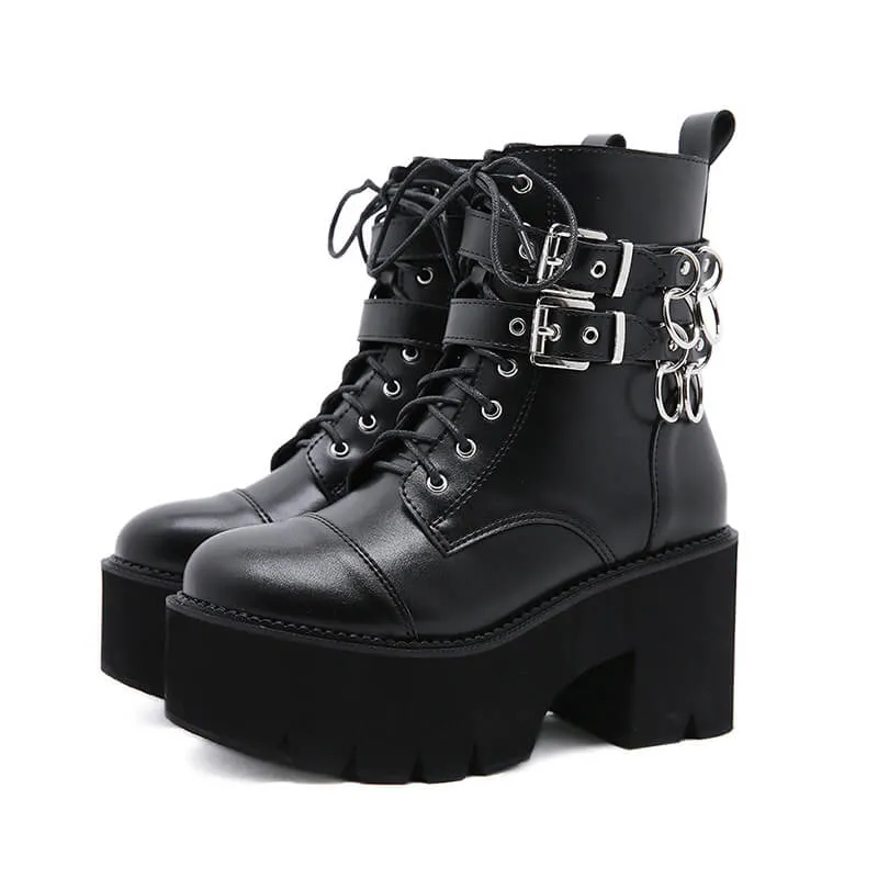 Uniwim Punk Buckle Ring Platform Boots SE21779