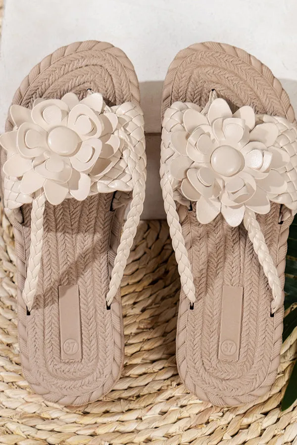 Vacation Braided Floral Thong Slippers