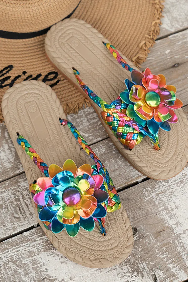 Vacation Braided Floral Thong Slippers