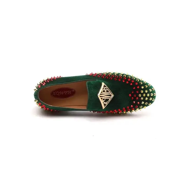 Velvet Rivet Decoration PU Loafers