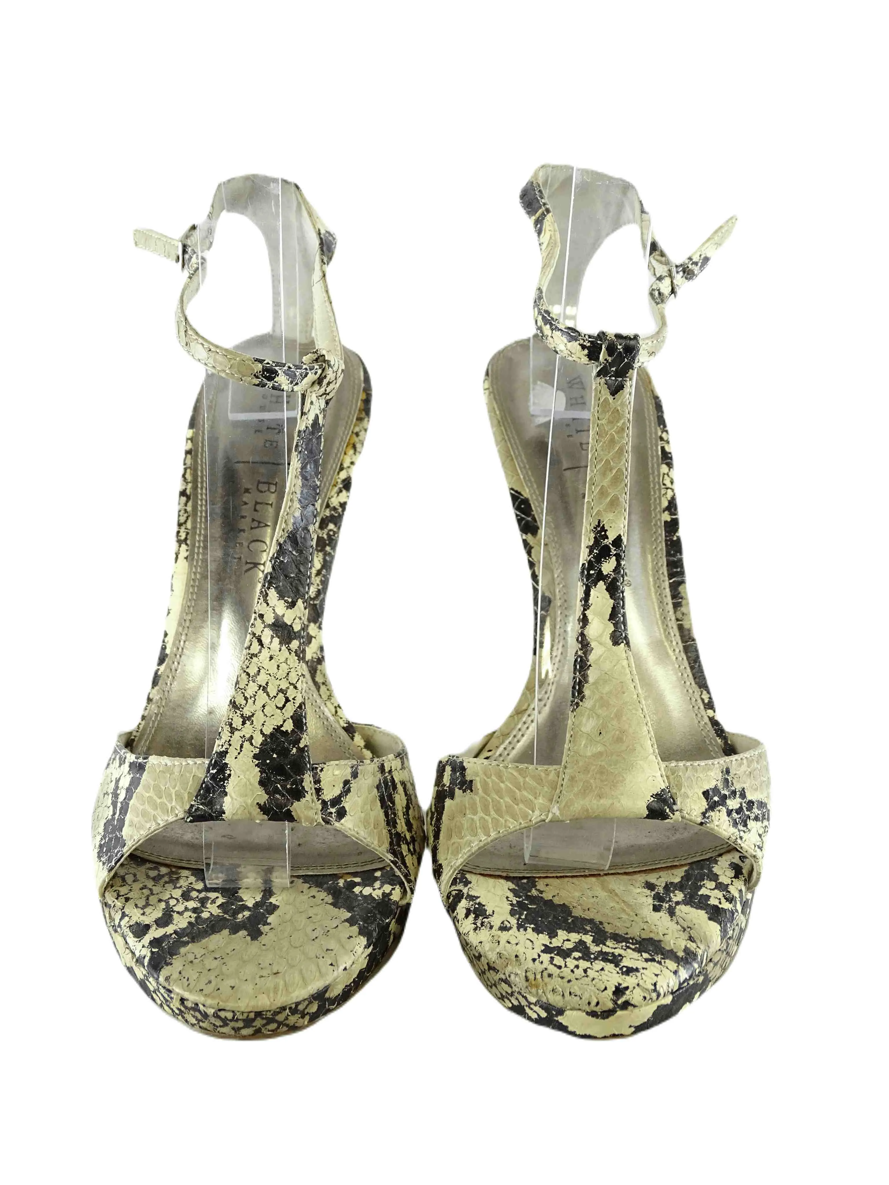 White Black House Market Snakeskin Heels 7.5