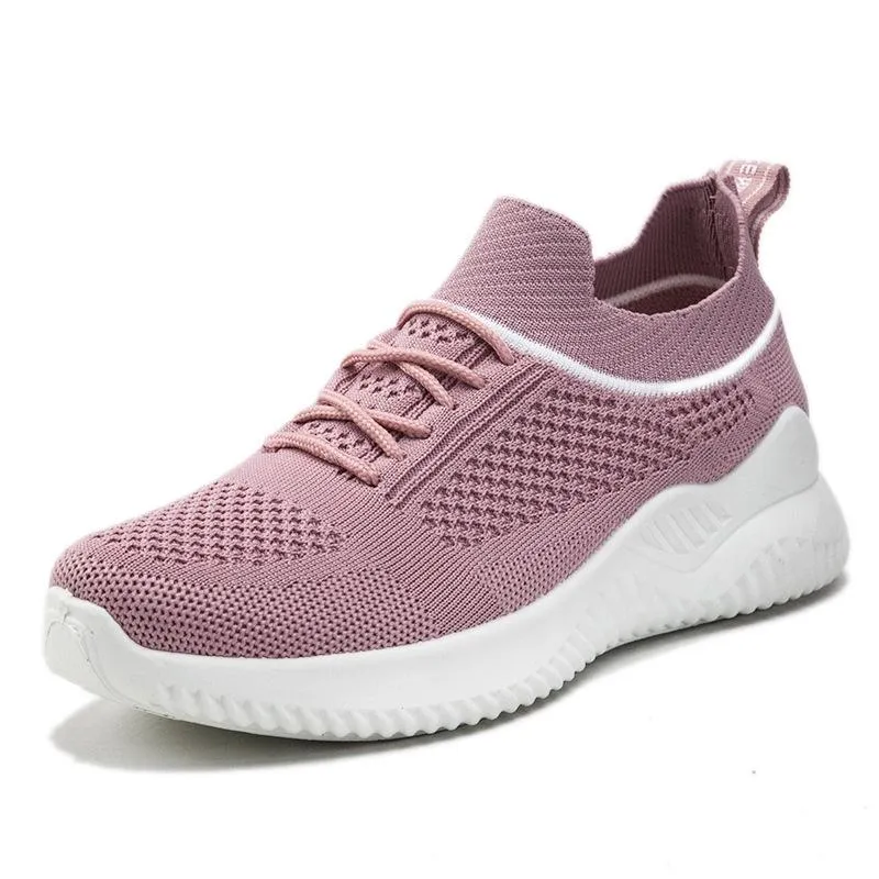 Women flyknit slip on sneakers comfy running tennis shoes