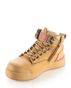 Womens 3056 Zip Side Safety Boot - Wheat