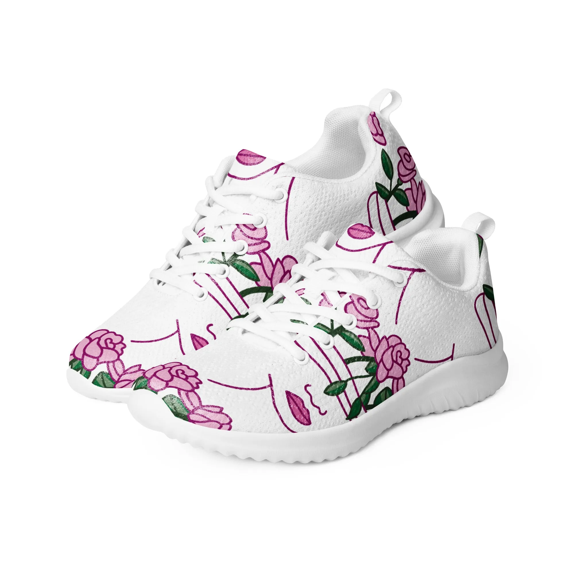 Women’s athletic sneaker with Abstract Pink Face Pattern- Megan