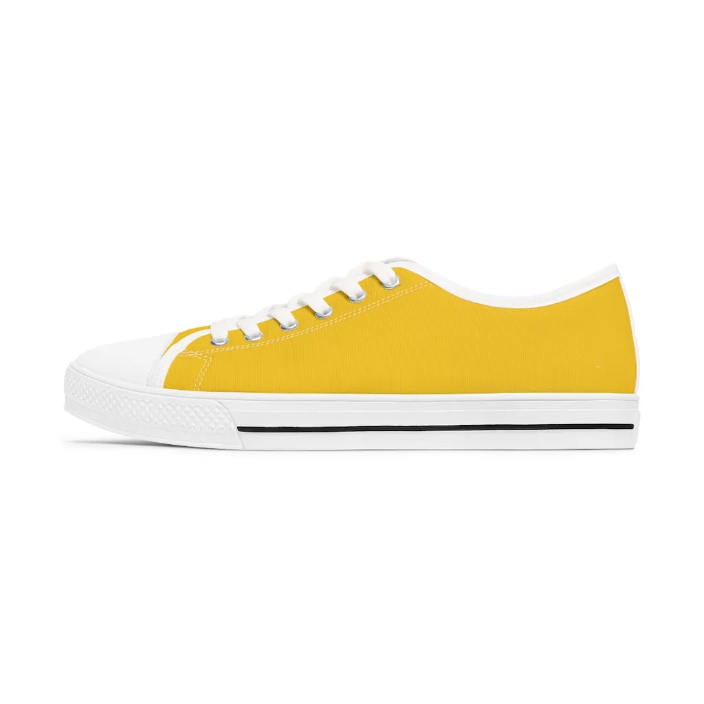 Yellow Best Ladies' Sneakers, Solid Color Women's Low Top Sneakers Tennis Shoes (US Size: 5.5-12)