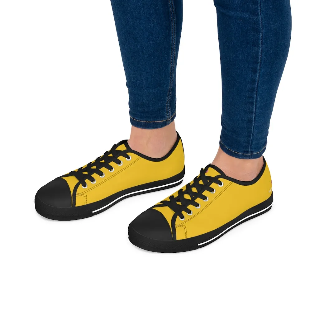 Yellow Best Ladies' Sneakers, Solid Color Women's Low Top Sneakers Tennis Shoes (US Size: 5.5-12)