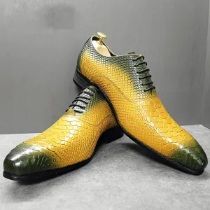 Yellow Black Mixed Snake Print Shoes