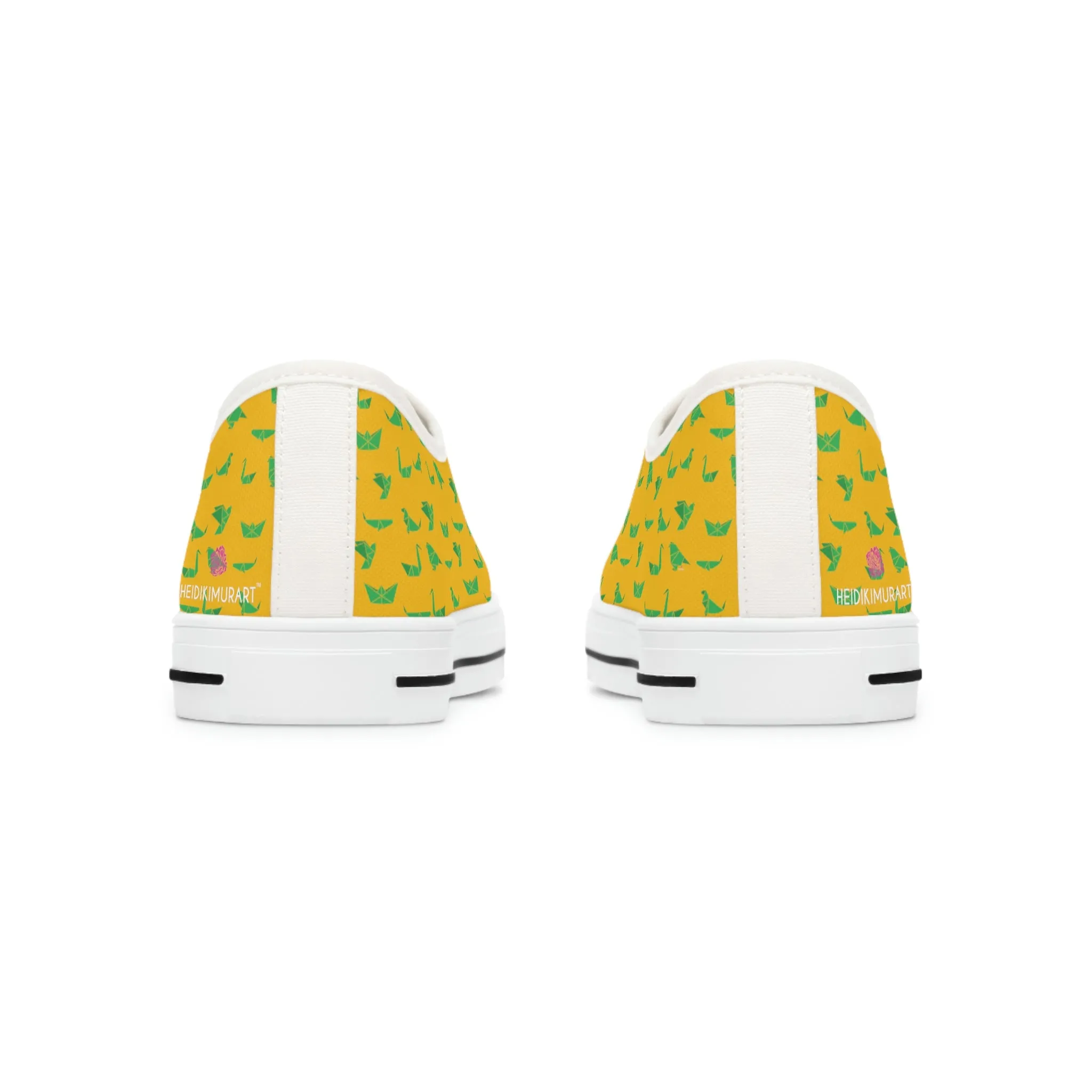 Yellow Green Cranes Ladies' Sneakers, Women's Low Top Sneakers Best Quality Canvas Sneakers (US Size: 5.5-12)