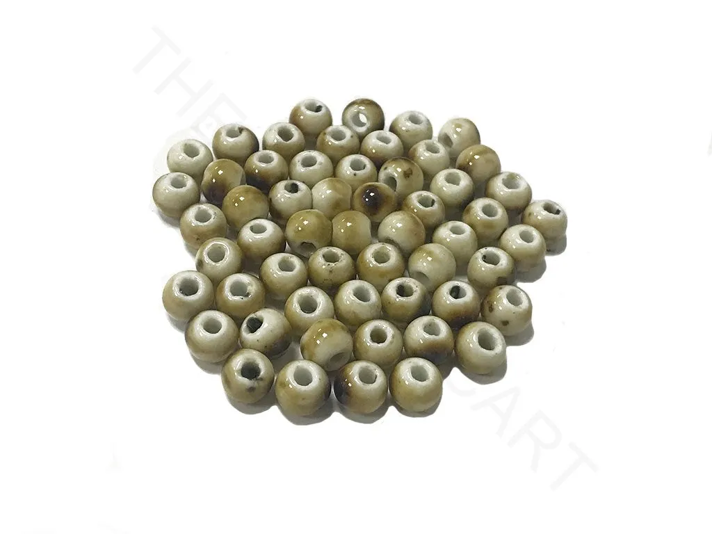 Yellow White Circular Ceramic Beads